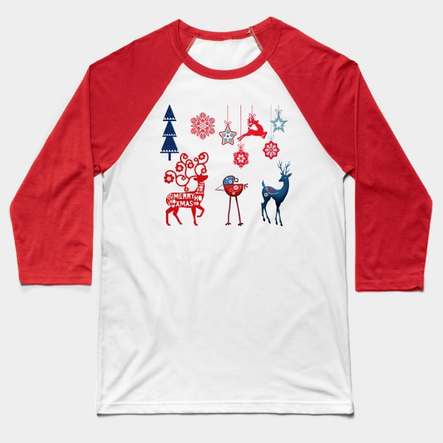 Merry Christmas Animals Baseball T-Shirt by holidaystore